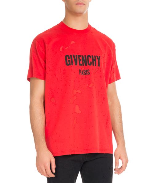 men's red givenchy shirt|Givenchy distressed t shirt.